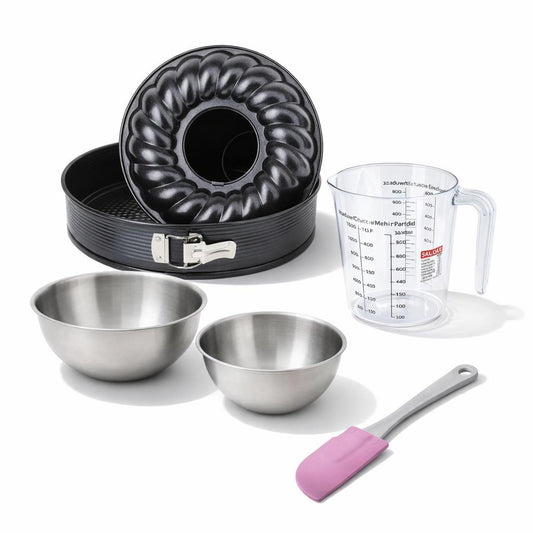 Set de 5 ustensiles de pâtisserie moule à manqué bol à mixer spatule de cuisine et verre doseur Black metallic Black mettallic Zenker  Black mettallic