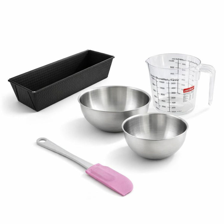 Set de 5 ustensiles de pâtisserie moule à gâteaux bols à mixer spatule en silicone et verre mesureur Black metallic Black mettallic Zenker  Black mettallic