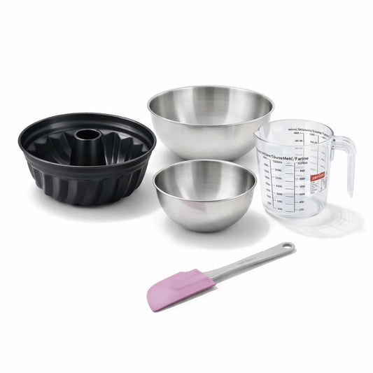 Set de 5 ustensiles de pâtisserie moule à kouglof bol à mixer verre mesureur et spatule silicone Black metallic Black mettallic Zenker  Black mettallic