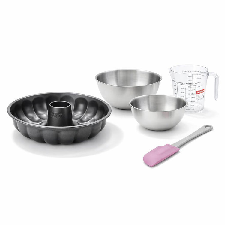 Set de 5 ustensiles de pâtisserie moule à gâteaux bol spatule pâtisserie et verre doseur Black metallic Black mettallic Zenker  Black mettallic