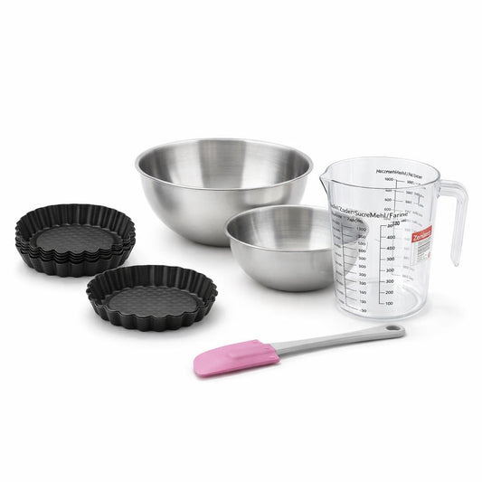 Set de 10 ustensiles de pâtisserie avec 6 moules à gâteaux 2 bols spatule et verre doseur Black metallic Black mettallic Zenker  Black mettallic