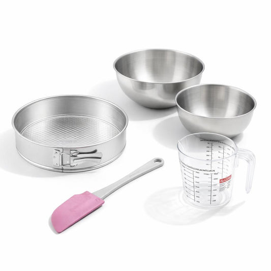 Set de 5 ustensiles de pâtisserie moule à gâteaux bols spatule et verre doseur Zenker Silver