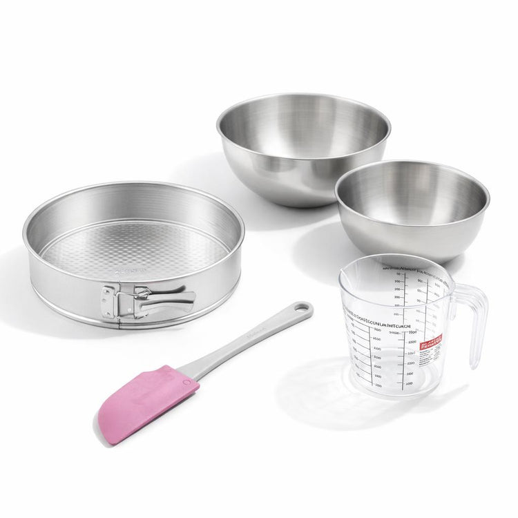 Set de 5 ustensiles de pâtisserie moule à gâteaux bols spatule et verre doseur Zenker Silver