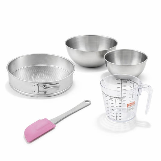 Set de 5 ustensiles de pâtisserie moule à gâteaux 2 bols spatule pâtisserie et verre doseur Zenker Silver