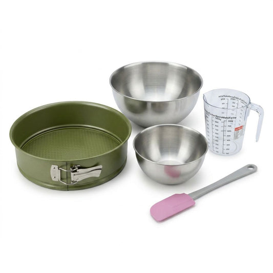 Set de 5 ustensiles de pâtisserie moule à gâteaux bol spatule pâtisserie et verre doseur Zenker Green Vision