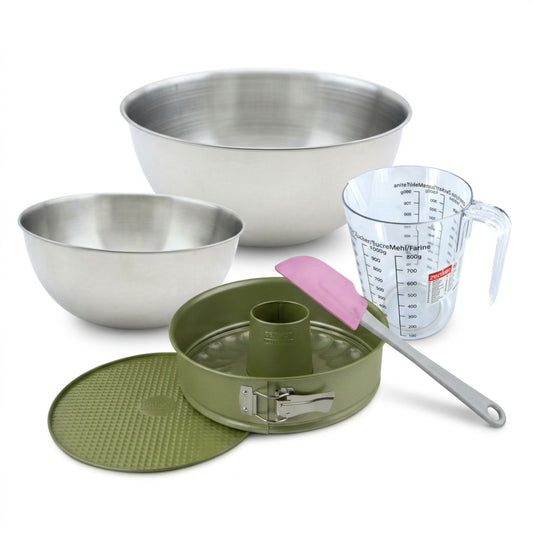 Set de 5 ustensiles de pâtisserie moule à manqué 2 bols spatule et verre doseur Zenker Green Vision