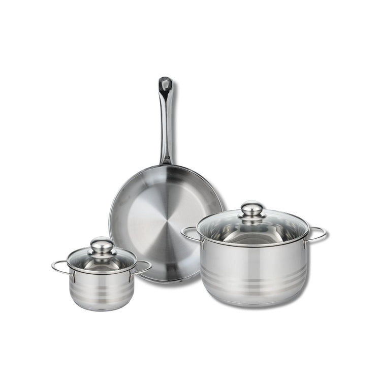 Ensemble de 1 Poêle de cuisson 28 cm et 2 faitouts 14 et 24 cm Elo Profi Brillant