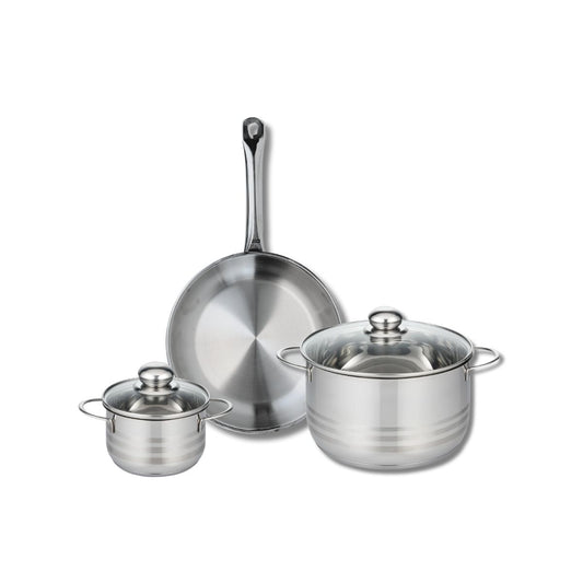 Ensemble de 1 Poêle de cuisson 28 cm et 2 faitouts 14 et 24 cm Elo Profi Brillant