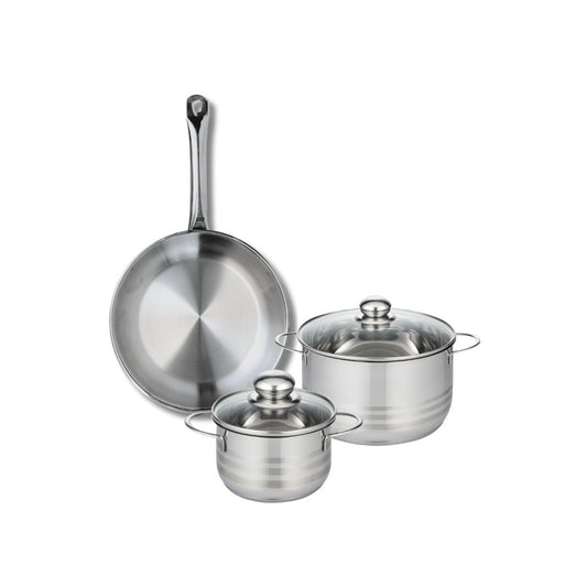 Ensemble de 1 Poêle de cuisson 28 cm et 2 faitouts 16 et 20 cm Elo Profi Brillant