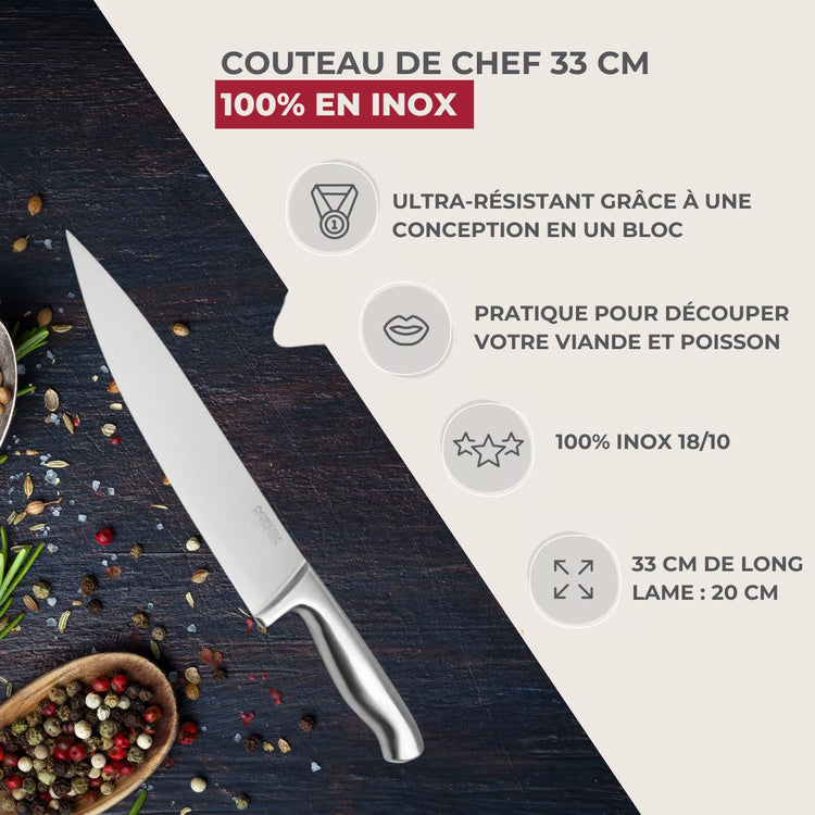Set de 2 couteaux de chef 33 cm en inox Nirosta Star