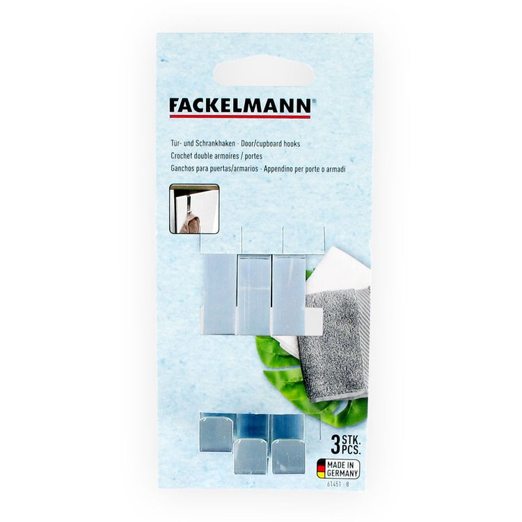 Crochet de porte en inox Lot de 6, 8 cm idéal pour placard et manteau Fackelmann Tecno