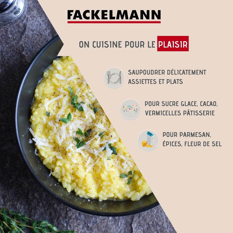 Saupoudreuse à sucre glace et cacao en acier inoxydable avec couvercle Fackelmann Basic