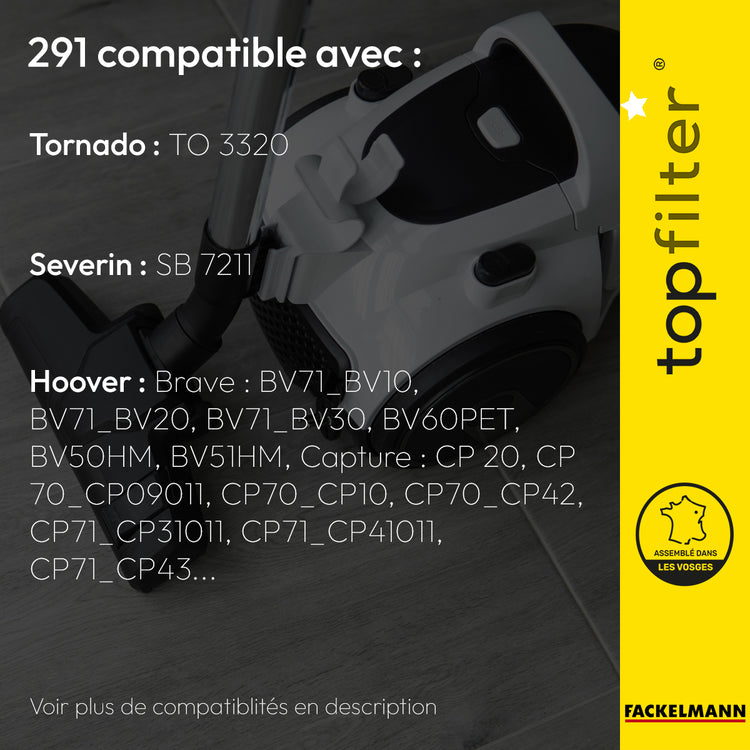Lot de 4 sacs aspirateur pour Hoover TopFilter Premium