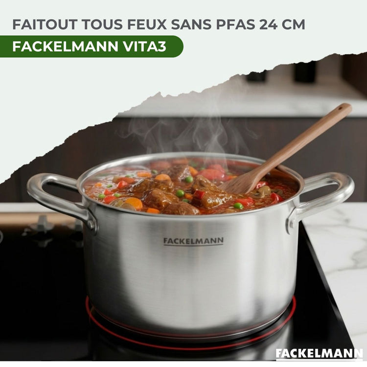 Faitout 24 cm en inox 18/10 Triply Fackelmann Vita3