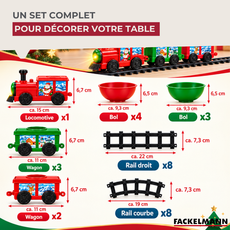 Décoration de Noël Train de table pour apéritif, fondue savoyarde Fackelmann