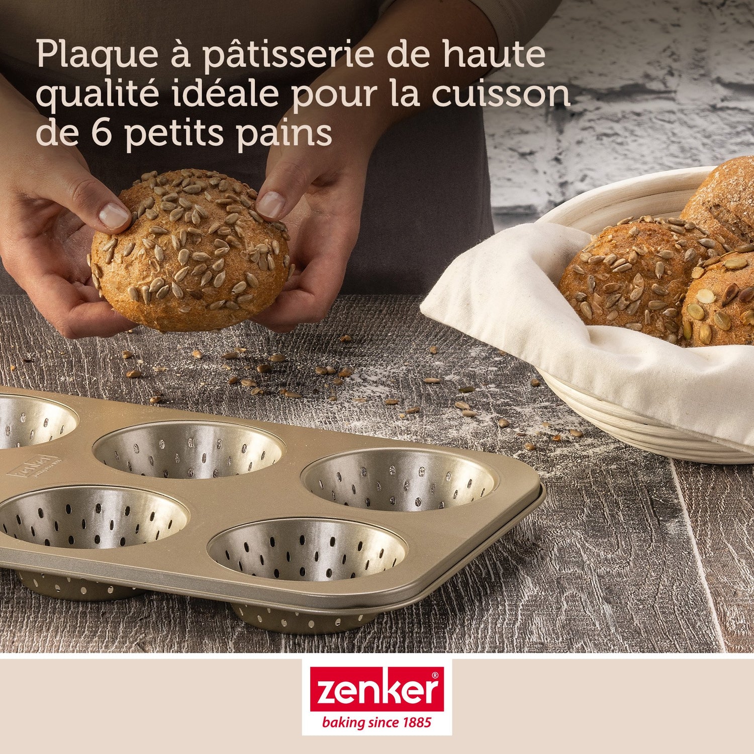 Moule à petits pains individuels ronds 6 empreintes Zenker Mojave Gold