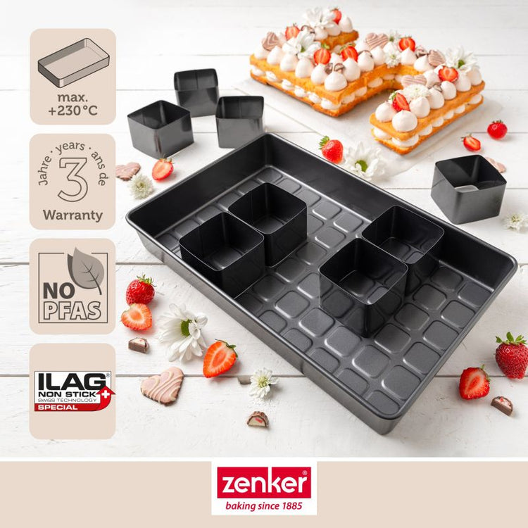 Moule à gâteau chiffres et lettres sans PFAS, set de 9 pièces Zenker