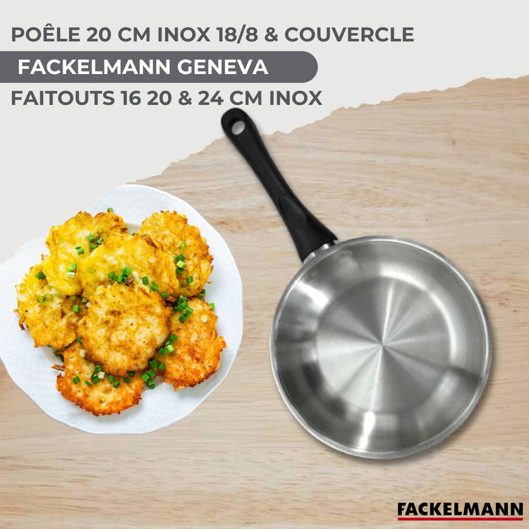 Batterie de cuisine 1 poêle 20 cm et couvercle, 3 faitouts 16/20/24 cm et 6 ustensiles de cuisine Fackelmann Geneva