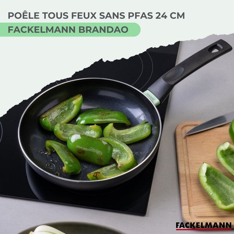 Set poêle antiadhésive céramique 24 cm et 6 ustensiles Fackelmann Brandao