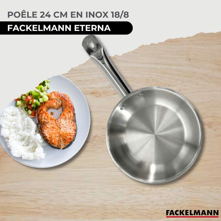Set de 1 poêle 24 cm en inox et 6 ustensiles Fackelmann Eterna