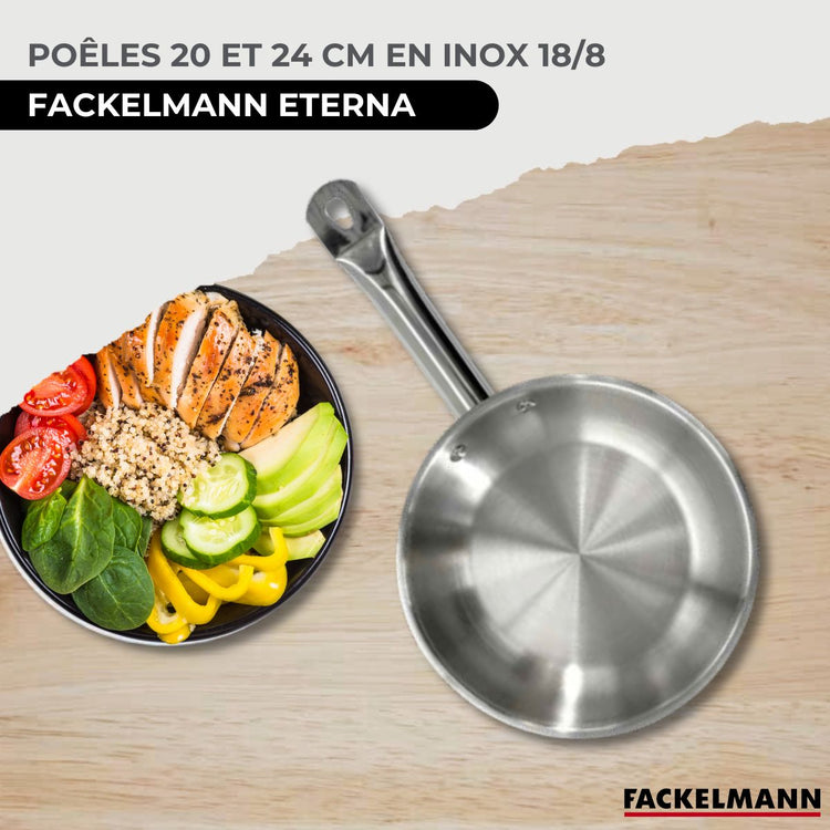 Set de 2 poêles 20 et 24 cm en inox Fackelmann Eterna