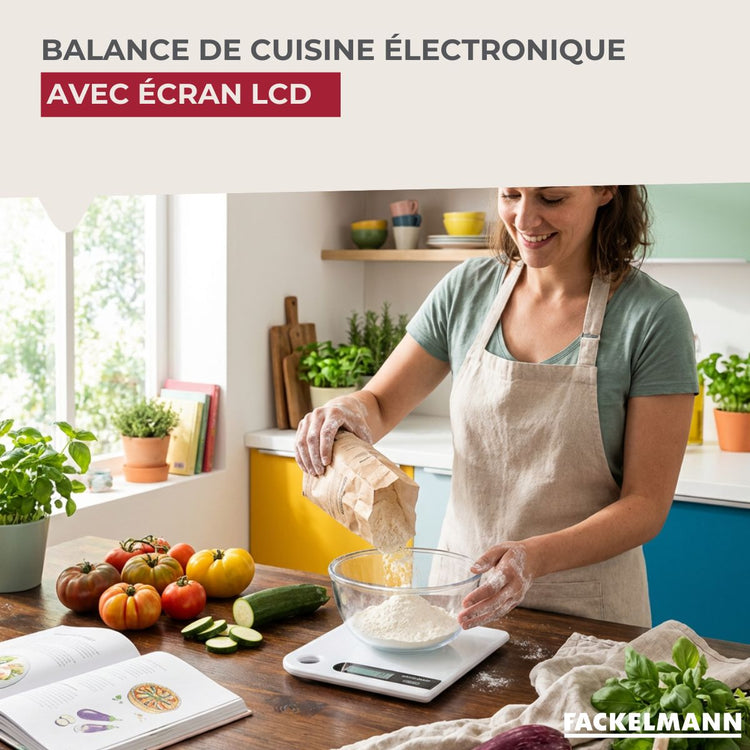 Balance de Cuisine Électronique Blanche 5 kg Fackelmann
