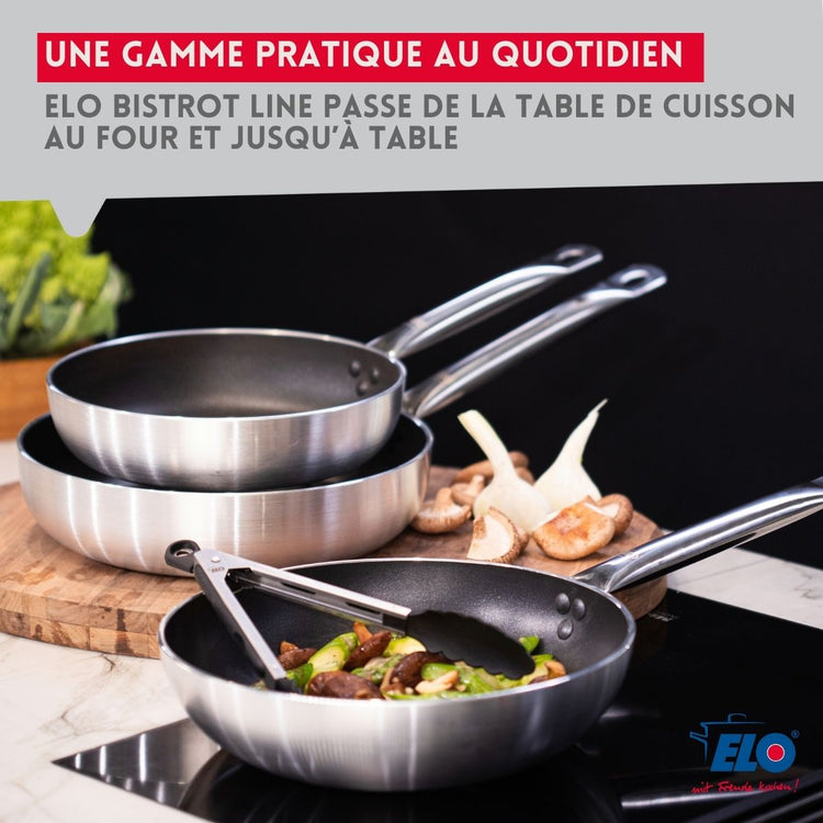 Set de 3 Poêles 24, 28 et 32 cm céramique sans PFAS Bistro Line Elo