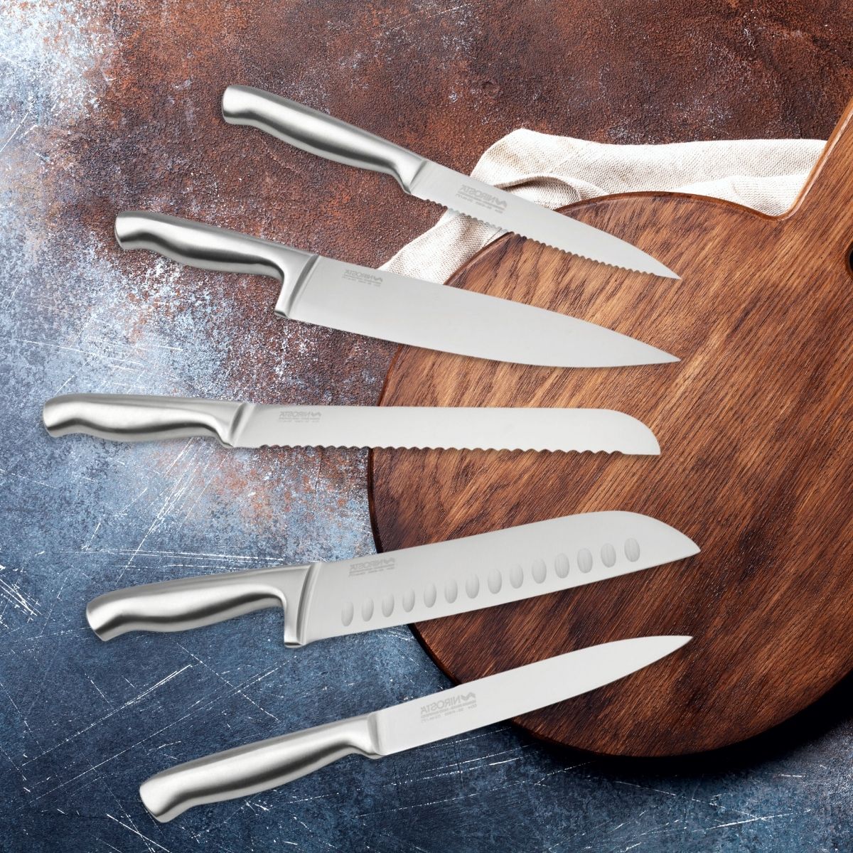 Ensemble de 5 couteaux de cuisine professionnels en inox Nirosta Star