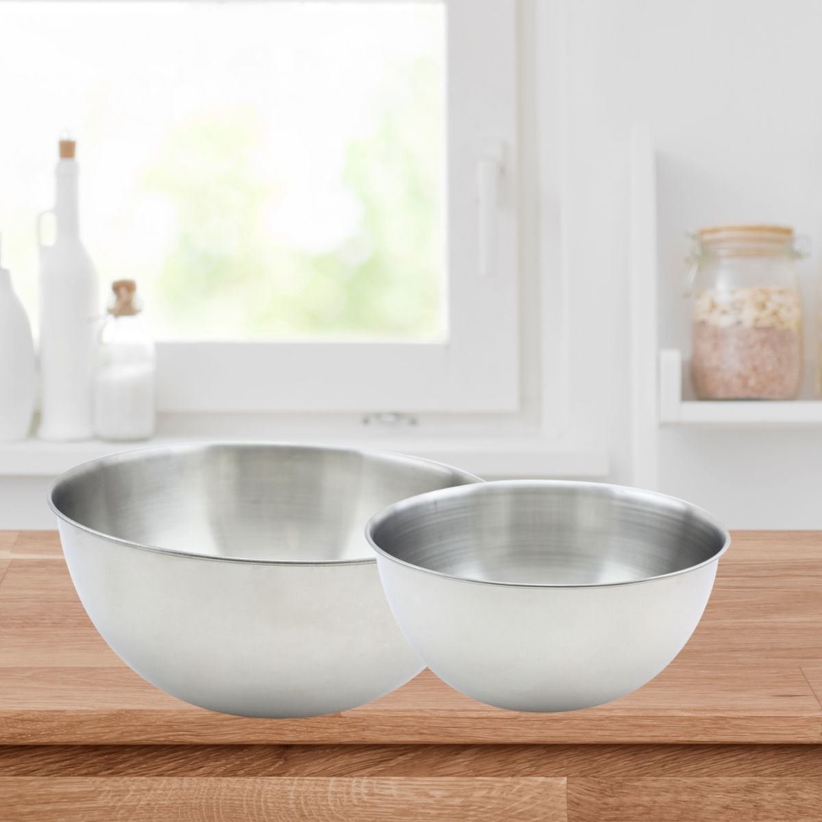 Set de 2 bols à mixer en inox 20,5 et 25 cm Fackelmann Basic