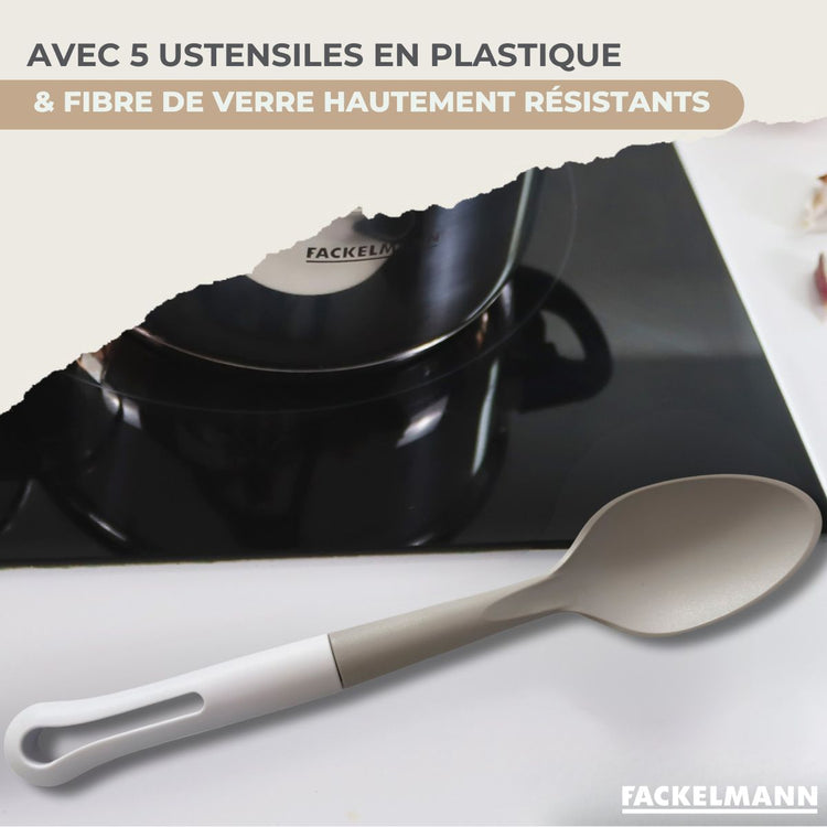 Lot de 4 poêles 20/24/28/30 cm et 3 casseroles 16/18/20 cm Fackelmann Brandao avec 5 ustensiles de cuisine