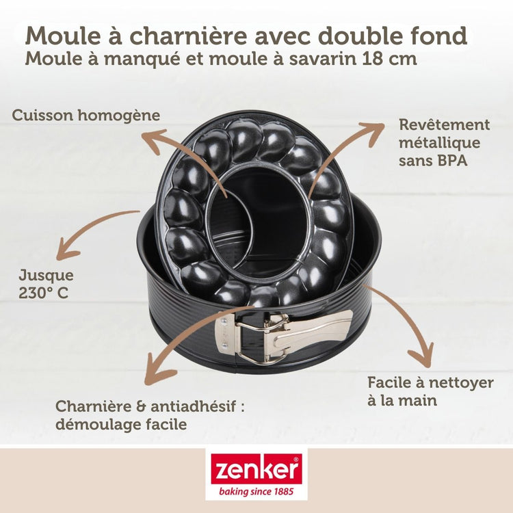 Lot de 2 moules à manqué 18/18 cm en acier Black mettallic Black mettallic Zenker  Black mettallic