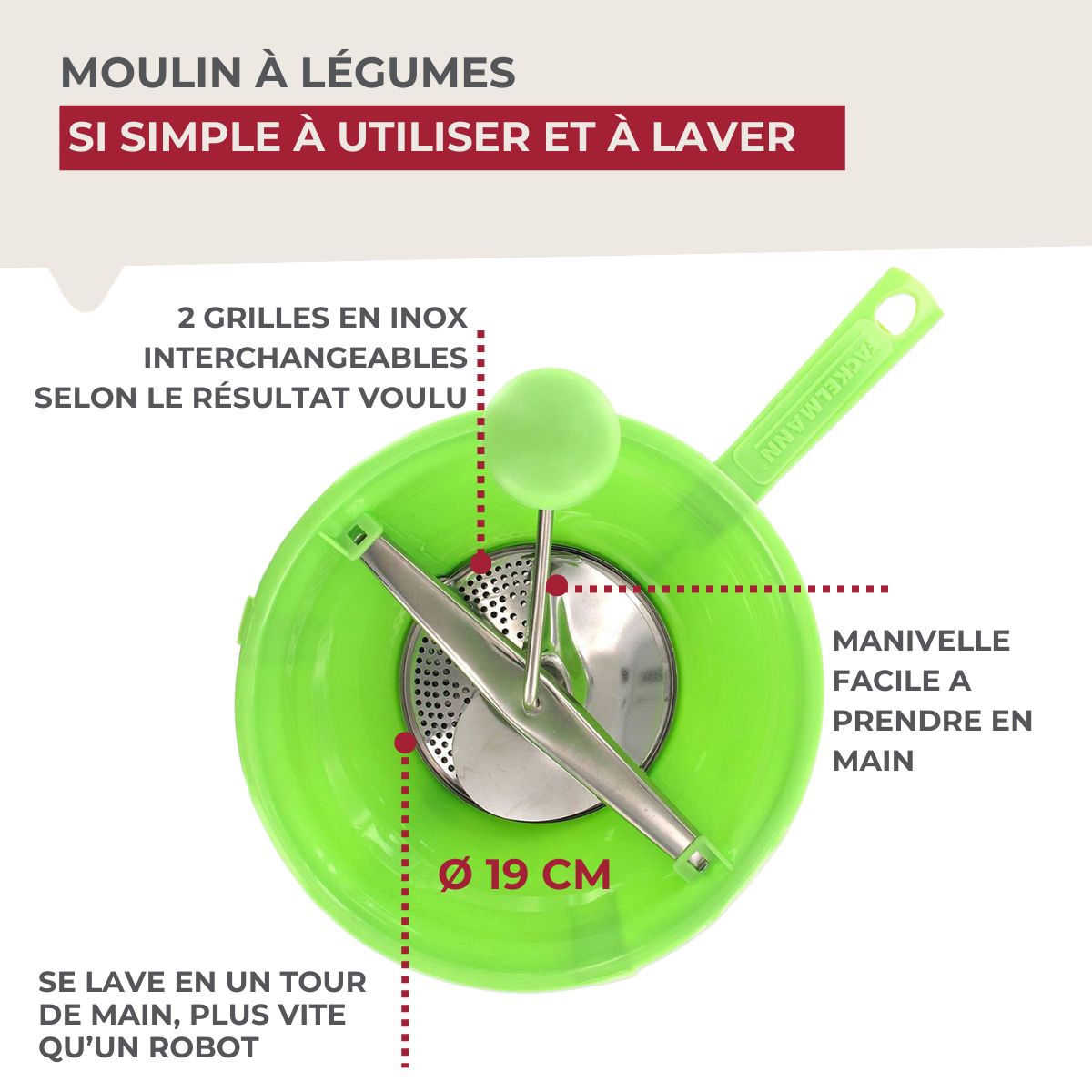 Moulin à légumes plastique 19 cm Fackelmann Handmade Tradition