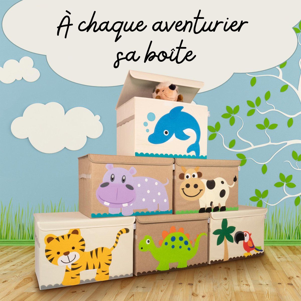 Boîte de rangement "dinosaure Stégosaure " avec grand couvercle, 51 x 36 x 36 cm Lifeney