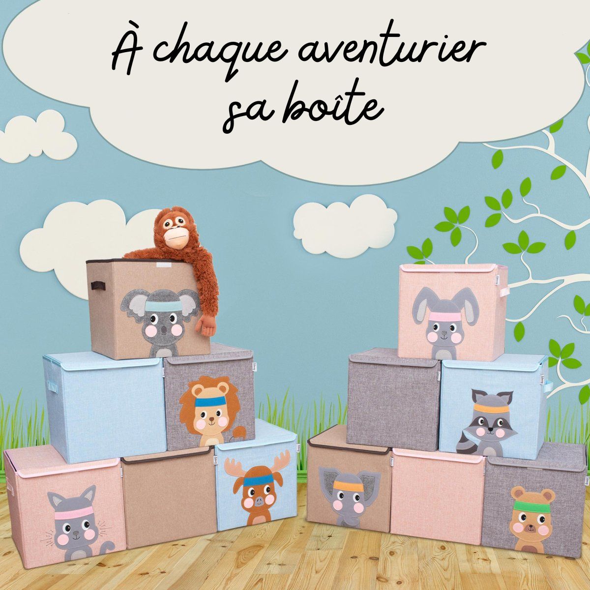 Boîte de rangement "lapin" avec couvercle, compatible avec l'étagère IKEA KALLAX Lifeney