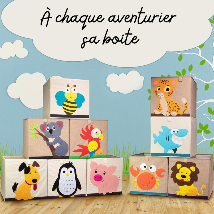 Boîte de rangement "lion" sur fond foncé , compatible avec l'étagère IKEA KALLAX Lifeney