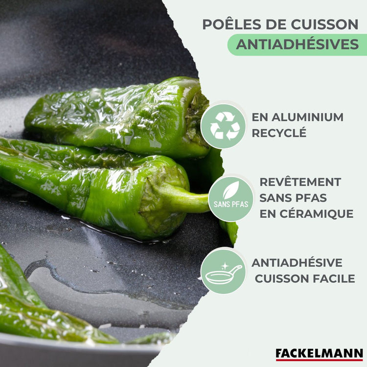 Ensemble de 2 poêles de 16 et 20 cm et 6 ustensiles Fackelmann Brandao