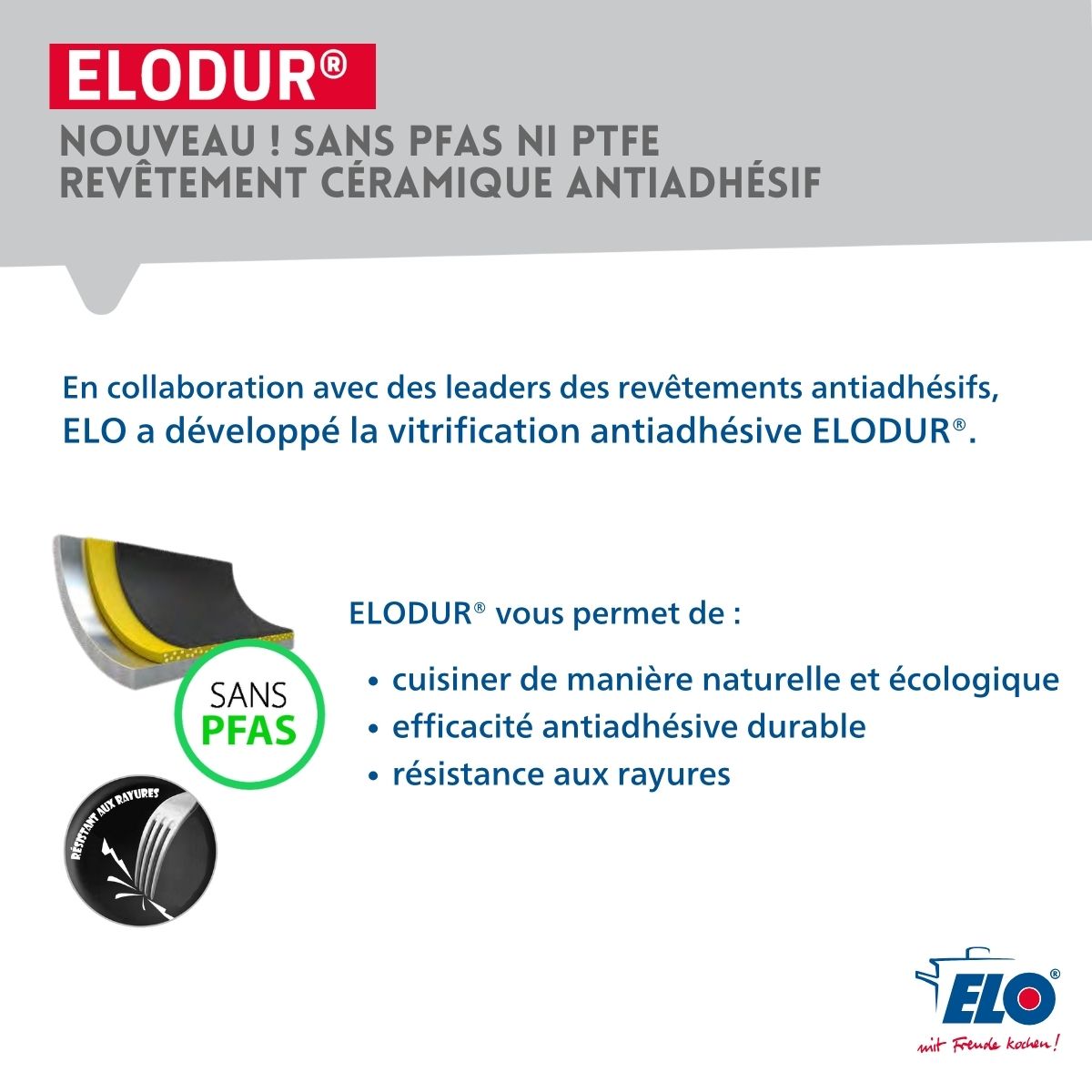 Set de 3 Poêles de cuisson avec revêtement céramique sans PFAS 24 cm, 28 cm et 32 cm Profi Therm Platinum Elo