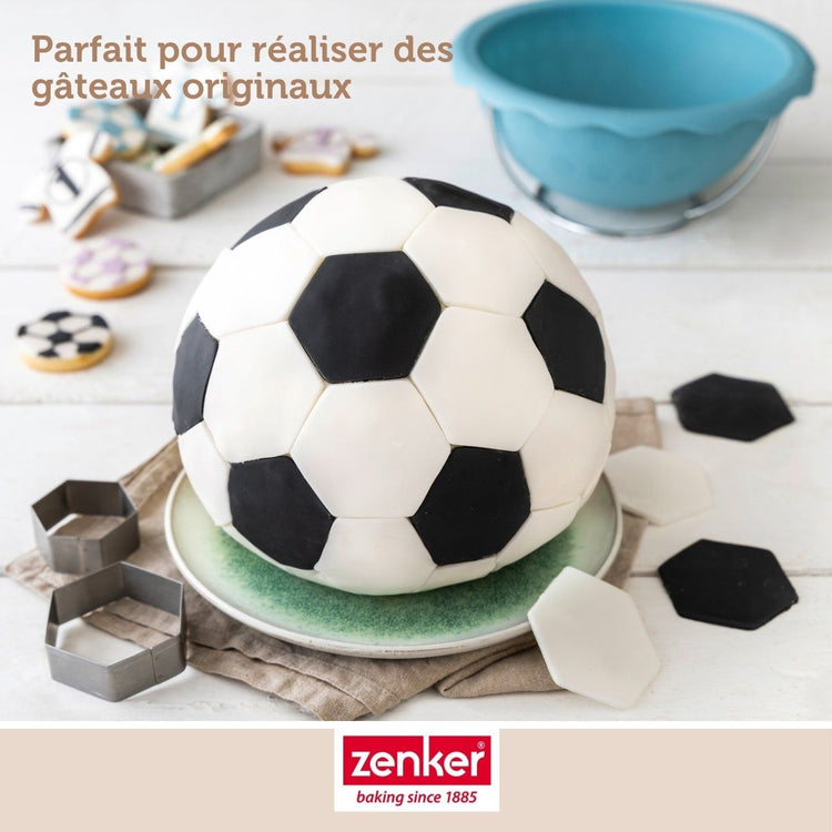 Lot de 2 moules demi sphère pour gâteau ballon de foot Zenker Spécial Football