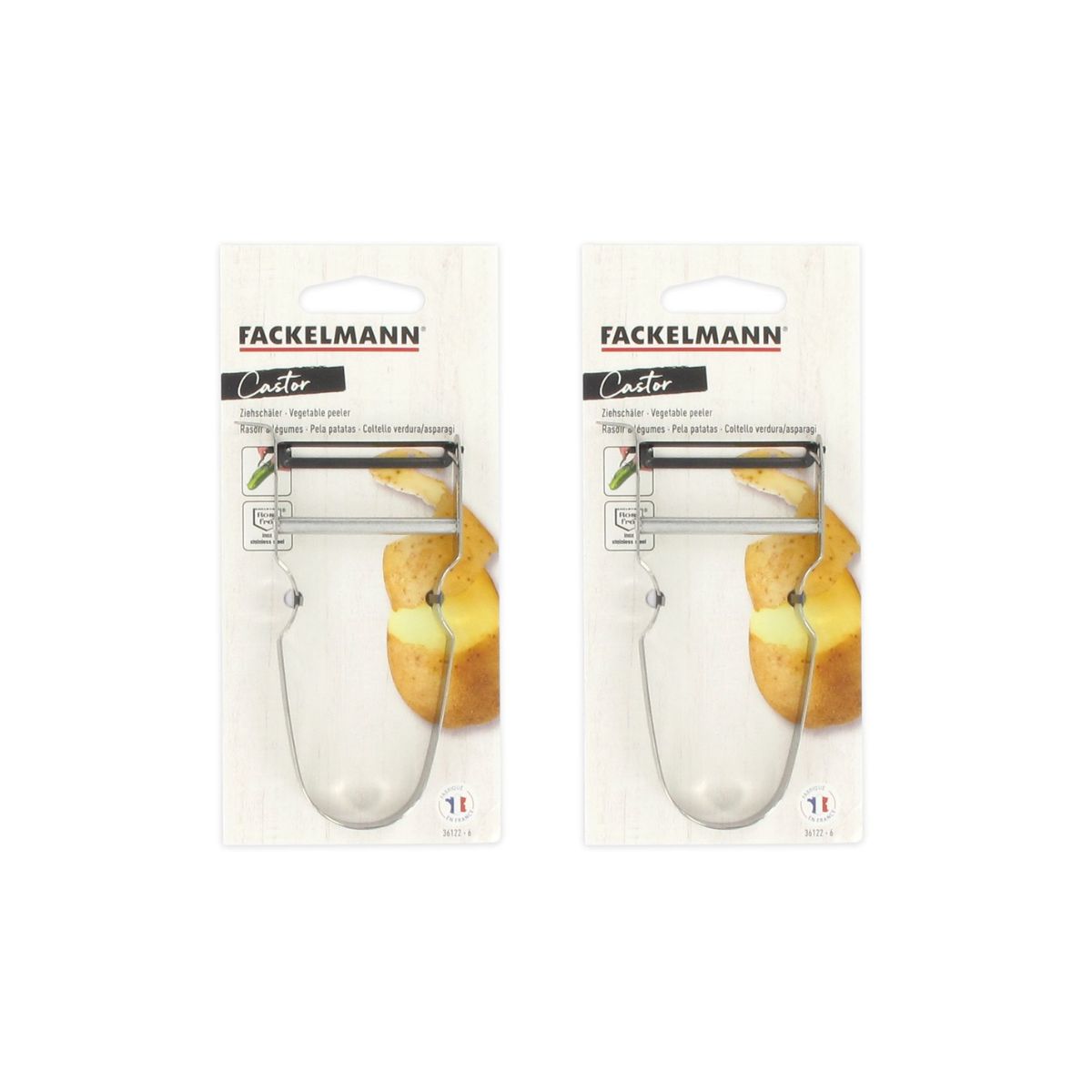 Lot de 2 rasoirs à légumes Castor en inox Fackelmann
