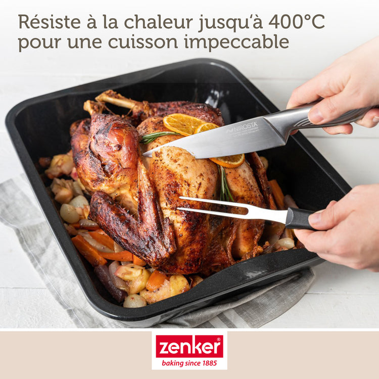 Lot de 2 plats four 40/34/8 cm en acier émaillé avec 2 ustensiles Zenker Special cooking