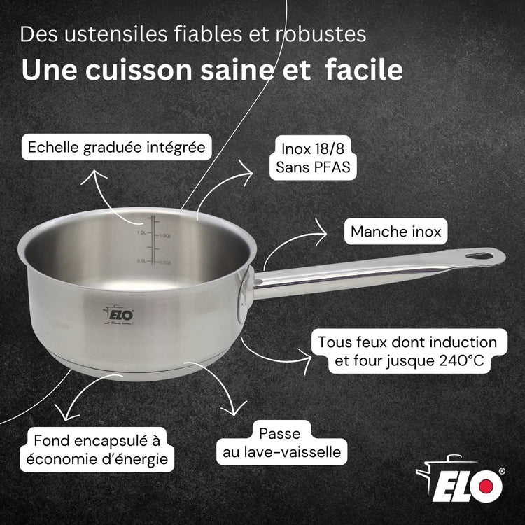 Casserole en inox 20 cm de 2,2 litres Elo Profi Cuisine