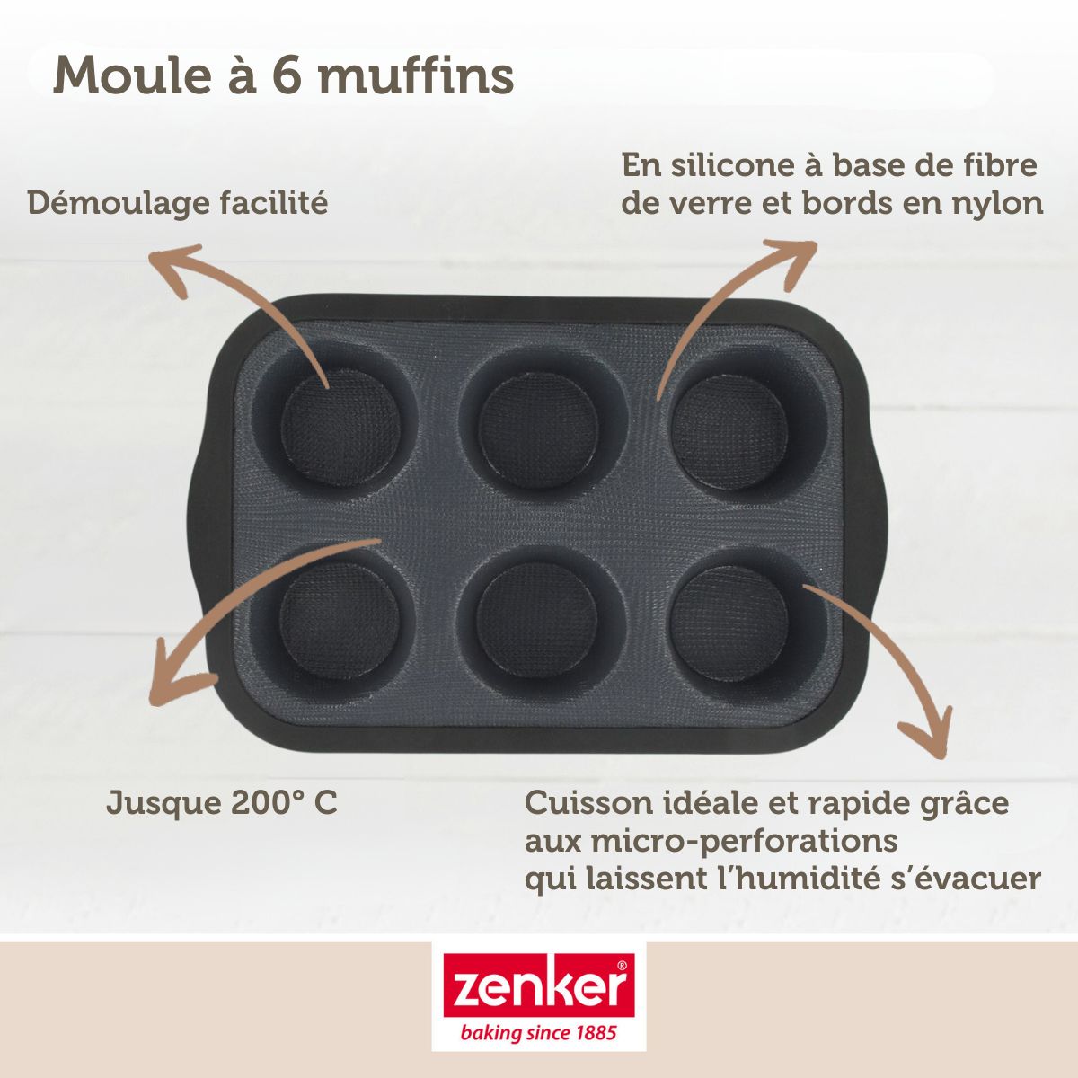 Moule à muffins 6 empreintes Zenker Silicone fibre de verre