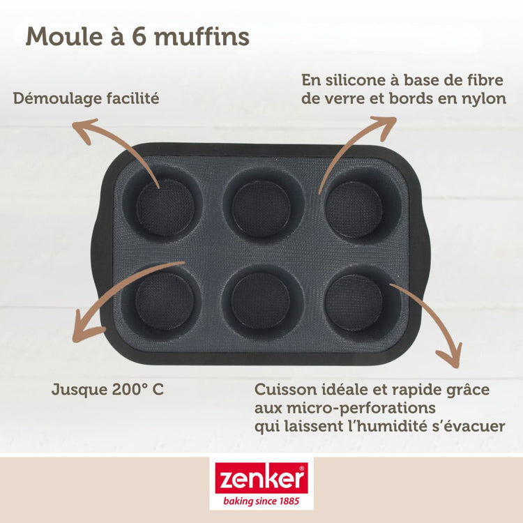 Moule à muffins 6 empreintes Zenker Silicone fibre de verre