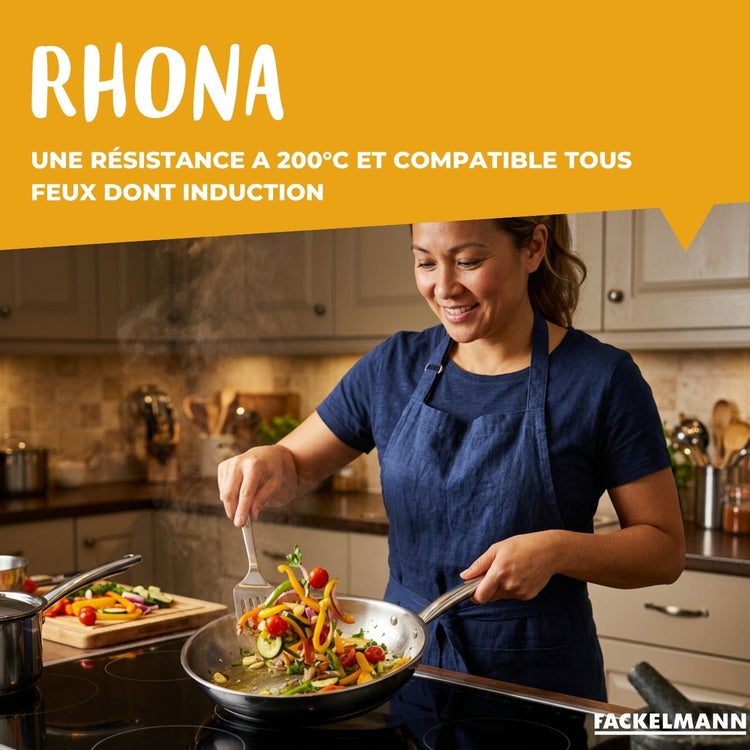 Lot de 4 casseroles 16/18/20/22 cm et 1 poêle en inox 20 cm Fackelmann Rhona