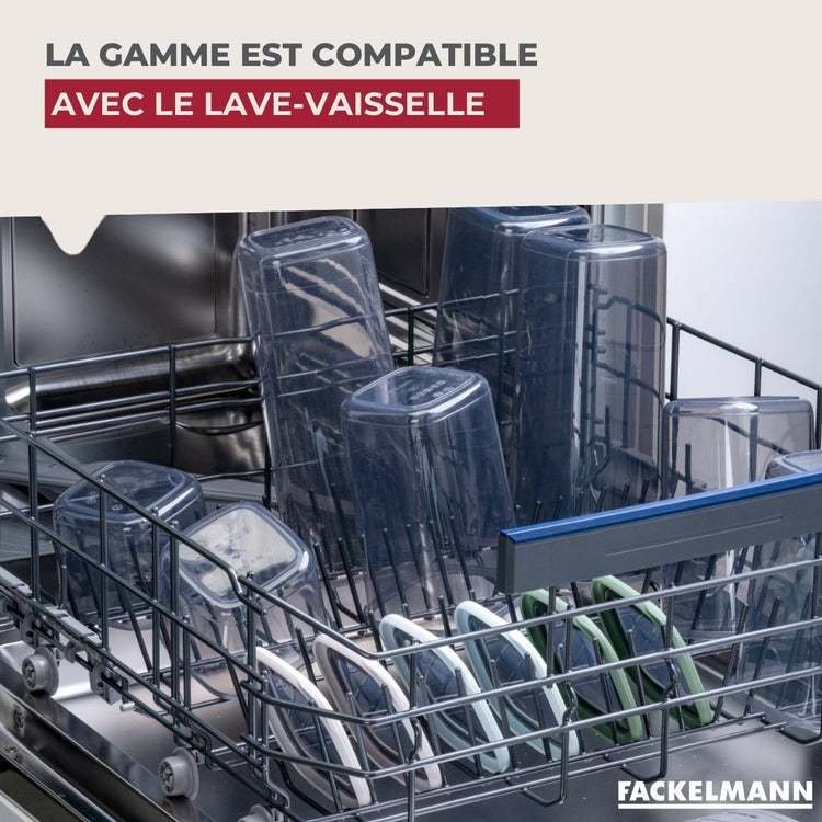 Lot de 4 boîtes hermétiques 1,1L avec 4 ustensiles de cuisine Fackelmann Storage