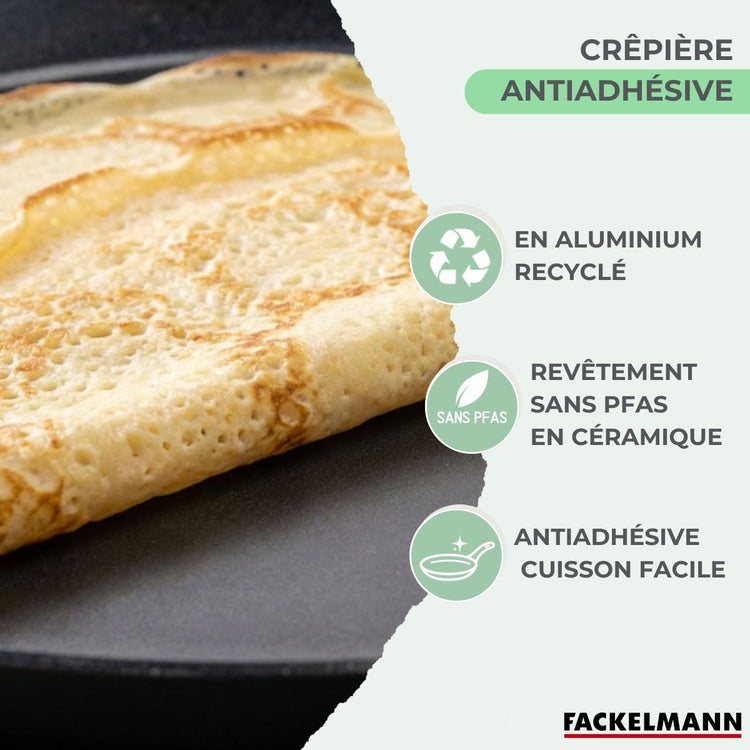 Set de 1 poêle de cuisson 26 cm en aluminium avec 3 ustensiles de cuisine Fackelmann Brandao