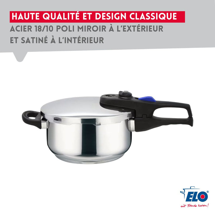 Autocuiseur vapeur en acier inoxydable 18/10 22 cm 4 litres Elo Praktika