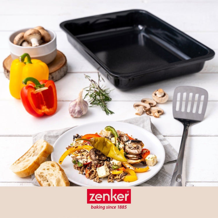 Ensemble de 2 Plats rectangulaire XXL 40 x 29 cm en acier émaillé Zenker Spécial Cooking