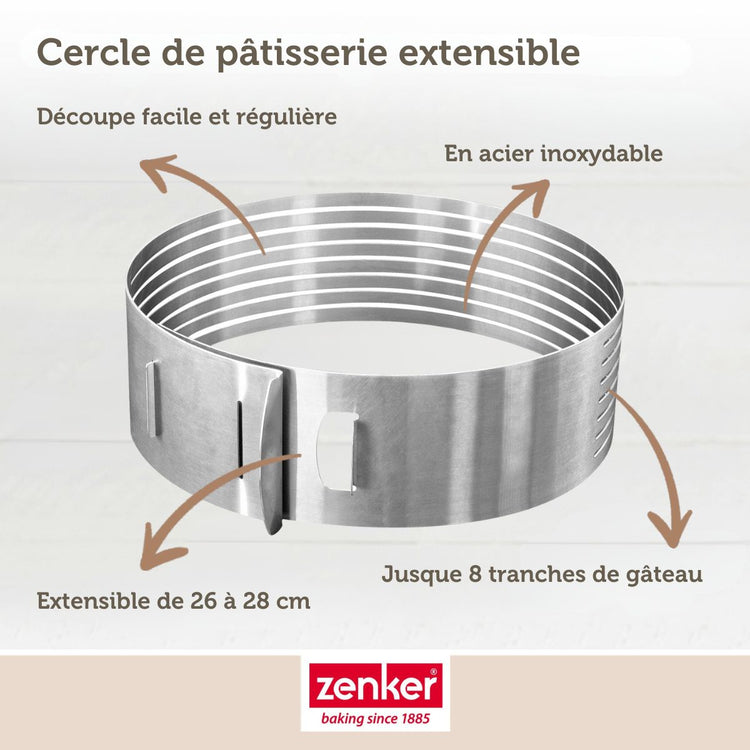 Lot de 2 cercles à pâtisserie 26/28 cm en inox Zenker Smart Pastry