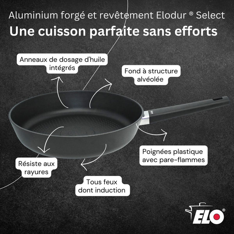 Poêle 28 cm antiadhésive sans PFAS Elo Smart Wave